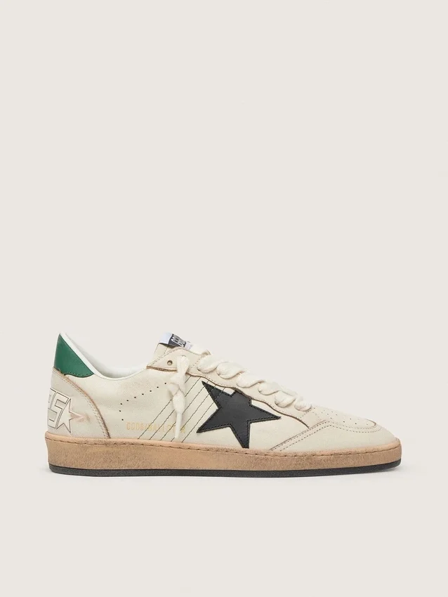 Ball Star para hombre con estrella de cuero negro y lengüeta de talón de cuero verde