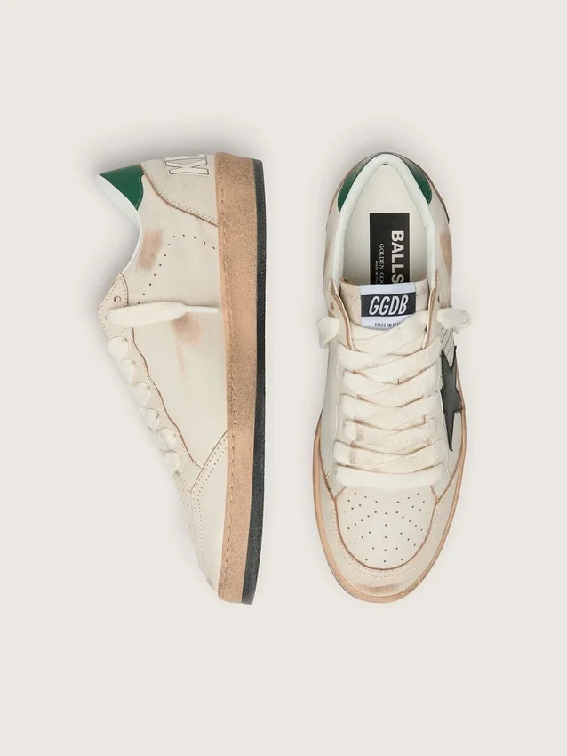Ball Star para hombre con estrella de cuero negro y lengüeta de talón de cuero verde