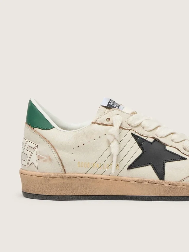 Ball Star para hombre con estrella de cuero negro y lengüeta de talón de cuero verde