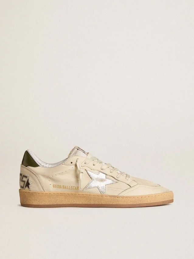 Ball Star para hombre con estrella de cuero plateada y lengüeta de talón de cuero verde