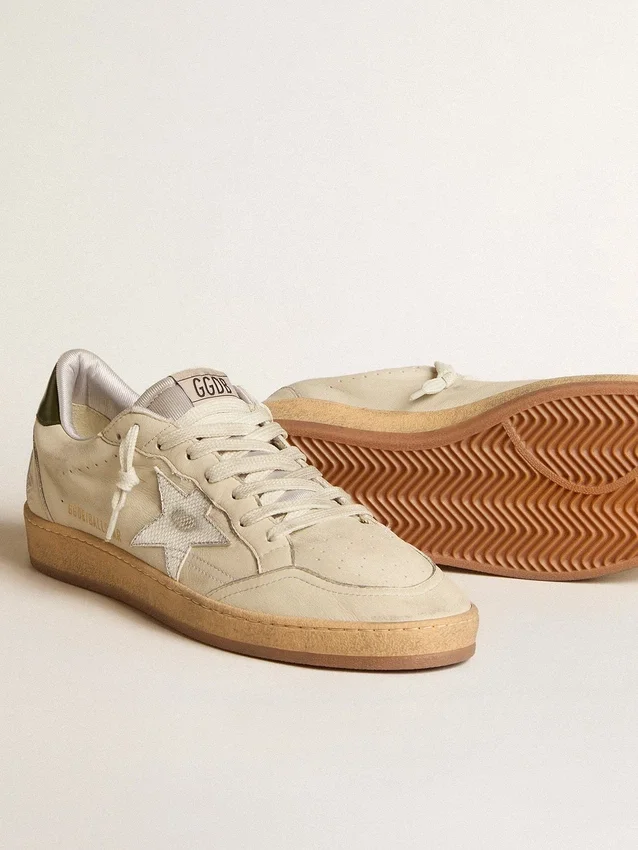 Ball Star para hombre con estrella de cuero plateada y lengüeta de talón de cuero verde