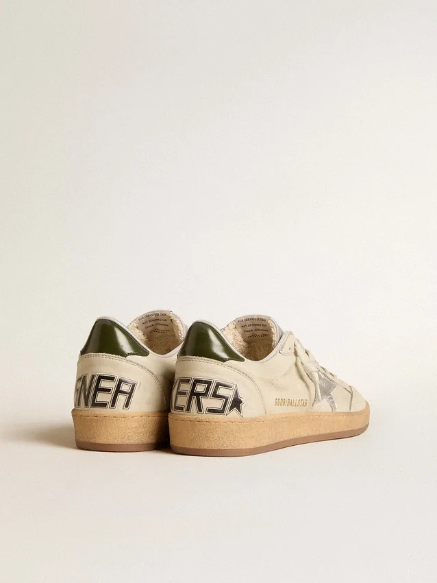 Ball Star para hombre con estrella de cuero plateada y lengüeta de talón de cuero verde
