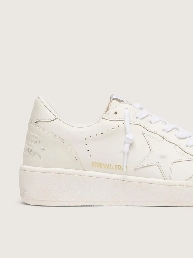 Ball Star para hombre con estrella y lengüeta del talón de cuero blanco