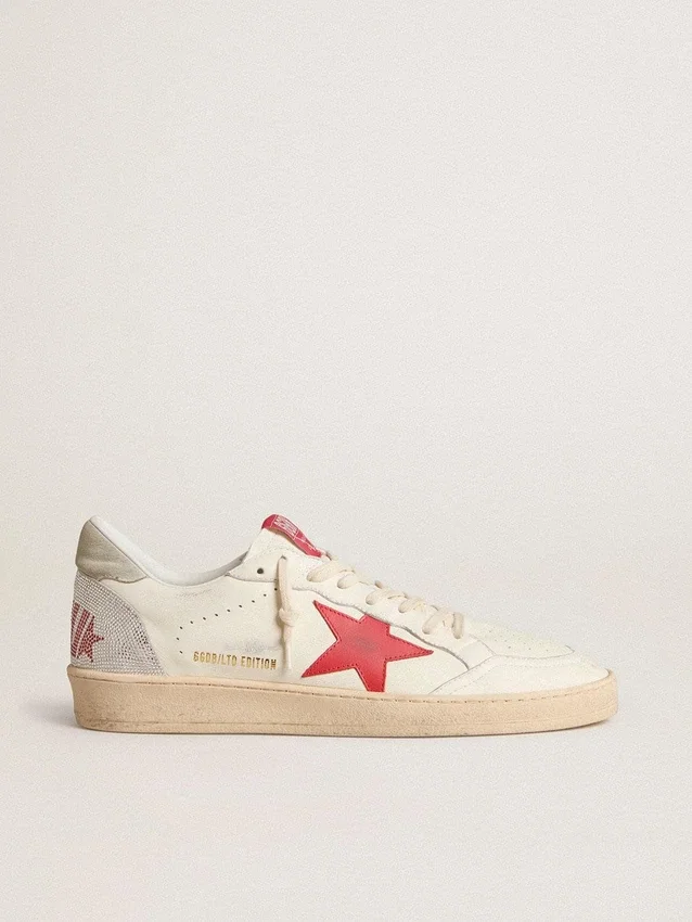 Ball Star para hombre de San Valentín con estrella de cuero rojo y letras rojas de Swarovski