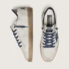 Ball Star para hombre en cuero blanco con estrella de cuero azul oscuro y lengüeta del talón de cuero laminado plateado