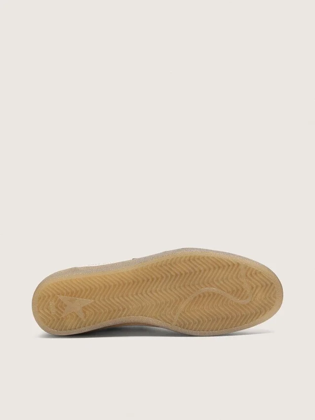 Ball Star para hombre en cuero blanco con estrella de cuero azul oscuro y lengüeta del talón de cuero laminado plateado
