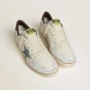 Ball Star para hombre en cuero blanco con estrella de gamuza azul claro y lengüeta del talón de nubuck marrón