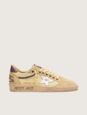 Ball Star para hombre en gamuza amarilla con estrella plateada e inserciones de malla amarilla