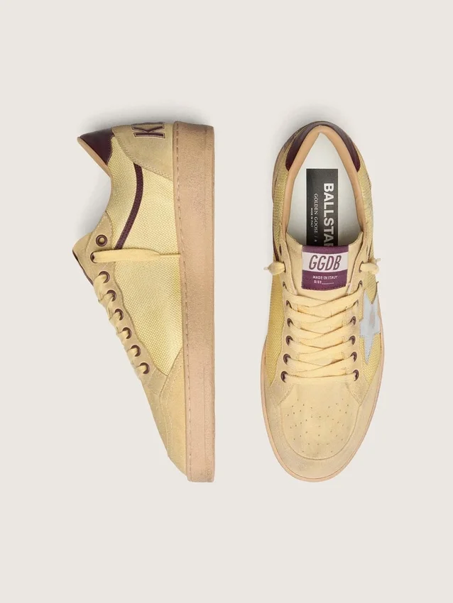 Ball Star para hombre en gamuza amarilla con estrella plateada e inserciones de malla amarilla