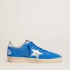 Ball Star para hombre en gamuza azul claro con tachuelas y estrella de cuero metalizado plateado