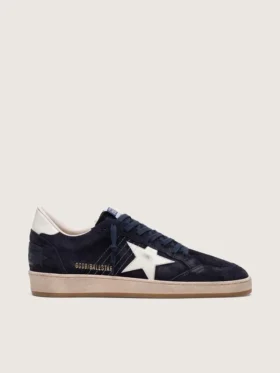 Ball Star para hombre en gamuza azul oscuro con estrella de cuero blanco