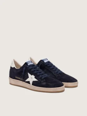 Ball Star para hombre en gamuza azul oscuro con estrella de cuero blanco