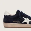 Ball Star para hombre en gamuza azul oscuro con estrella de cuero blanco