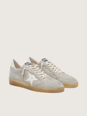 Ball Star para hombre en gamuza gris claro con estrella de cuero blanco