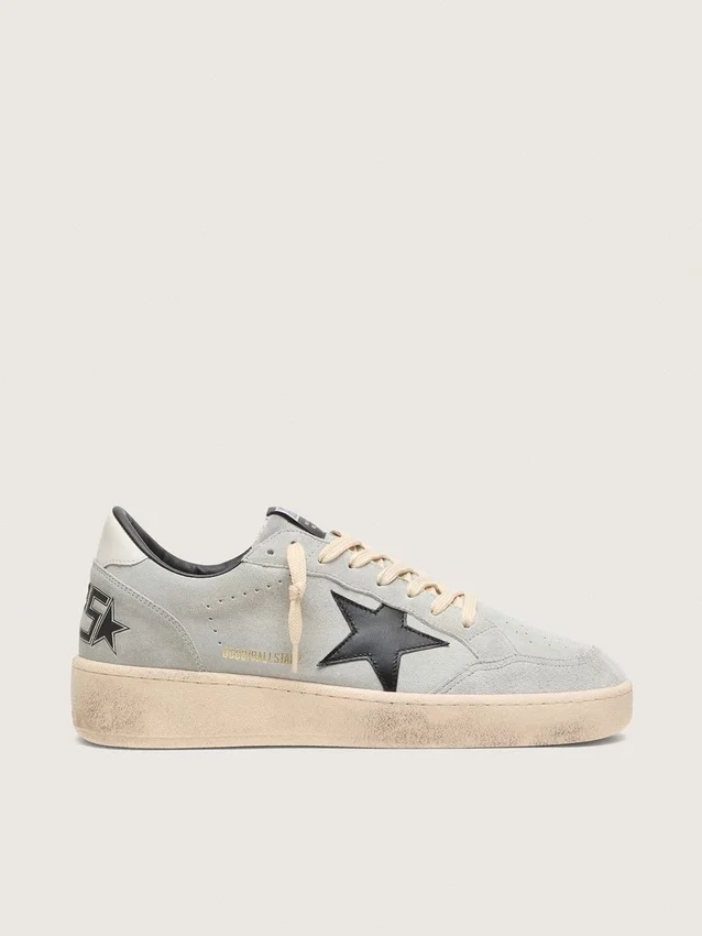 Ball Star para hombre en gamuza gris con estrella de cuero negro
