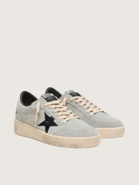 Ball Star para hombre en gamuza gris con estrella de cuero negro