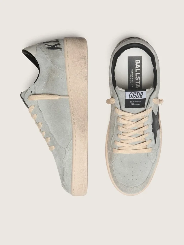 Ball Star para hombre en gamuza gris con estrella de cuero negro