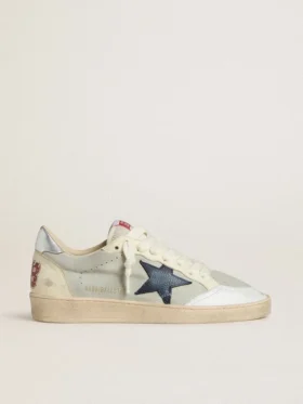 Ball Star para hombre en gamuza gris con estrella de nubuck azul y lengüeta del talón de cuero laminado