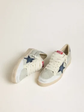 Ball Star para hombre en gamuza gris con estrella de nubuck azul y lengüeta del talón de cuero laminado
