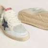 Ball Star para hombre en gamuza gris con estrella de nubuck azul y lengüeta del talón de cuero laminado