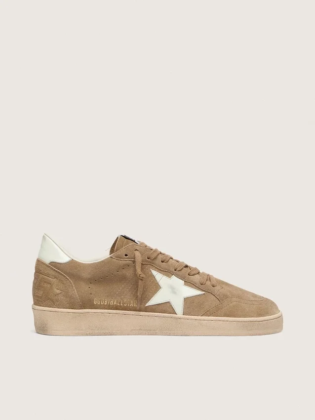 Ball Star para hombre en gamuza marrón con estrella de cuero blanco