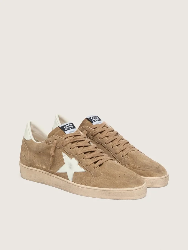 Ball Star para hombre en gamuza marrón con estrella de cuero blanco