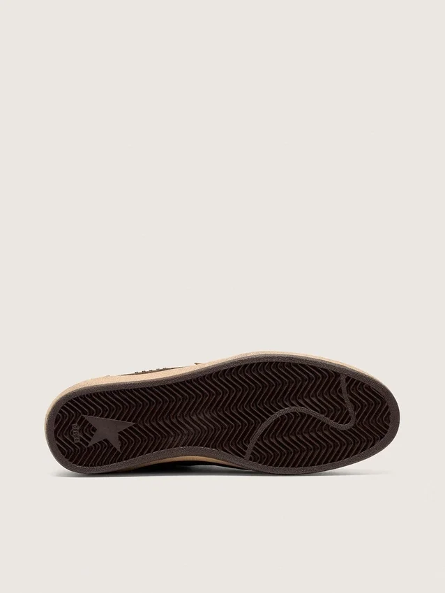 Ball Star para hombre en gamuza marrón con estrella y lengüeta en el talón de cuero marrón