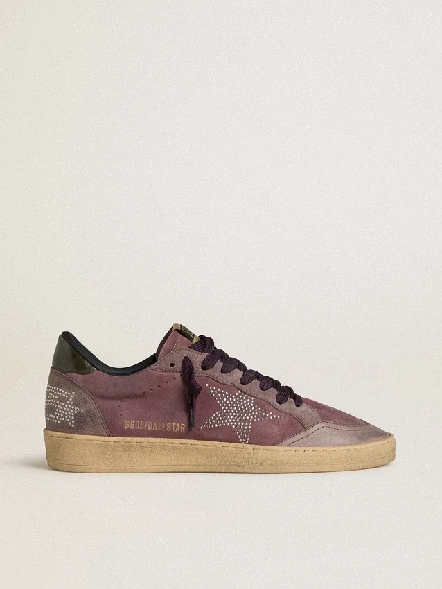 Ball Star para hombre en gamuza morada con estrella con tachuelas plateadas y lengüeta trasera «naplak» negra