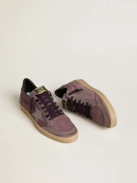 Ball Star para hombre en gamuza morada con estrella con tachuelas plateadas y lengüeta trasera «naplak» negra