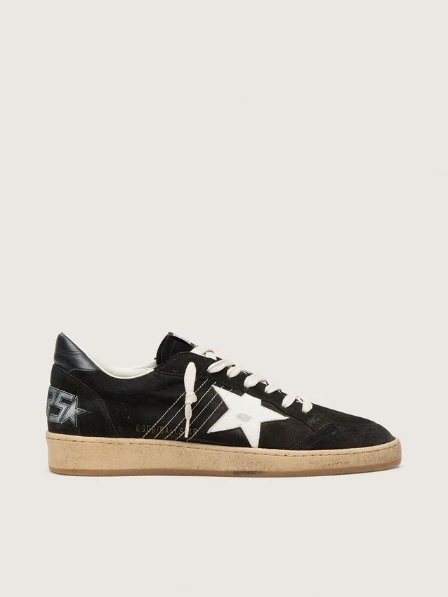 Ball Star para hombre en gamuza negra con estrella de cuero blanco