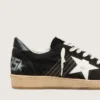 Ball Star para hombre en gamuza negra con estrella de cuero blanco