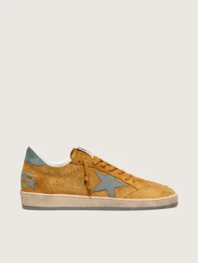 Ball Star para hombre en gamuza ocre con estrella de cuero y lengüeta del talón de gamuza azul claro