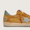 Ball Star para hombre en gamuza ocre con estrella de cuero y lengüeta del talón de gamuza azul claro