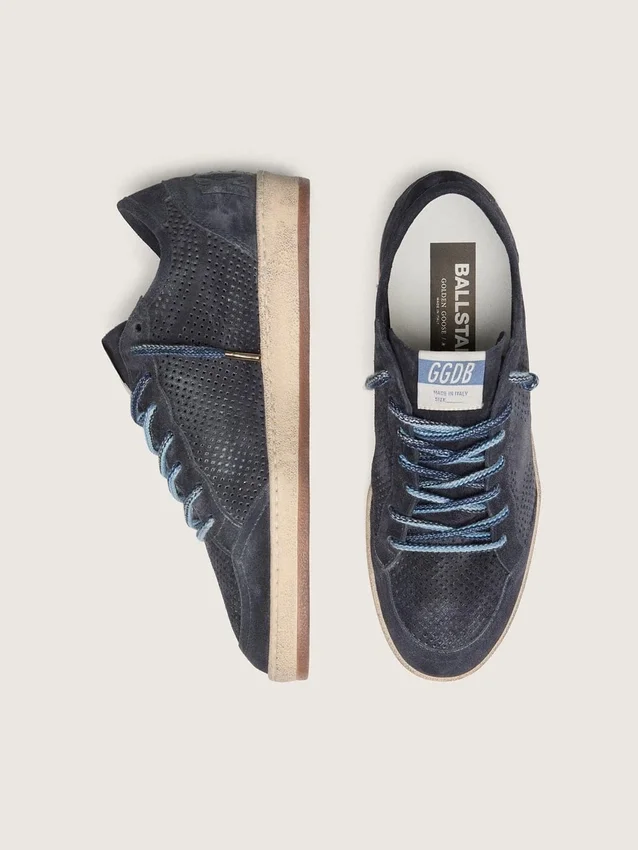 Ball Star para hombre en gamuza perforada azul oscuro con estrella de gamuza azul oscuro
