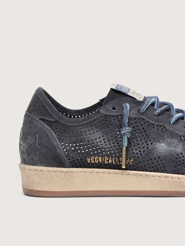 Ball Star para hombre en gamuza perforada azul oscuro con estrella de gamuza azul oscuro