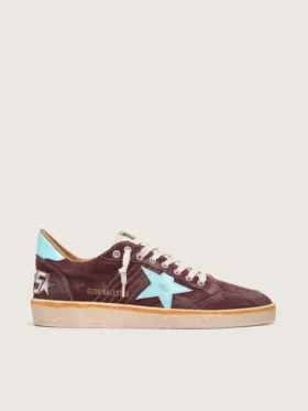 Ball Star para hombre en gamuza rojo oscuro con estrella y lengüeta del talón en azul claro