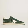 Ball Star para hombre en gamuza verde con estrella de cuero blanco y lengüeta en el talón