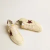 Ball Star para hombre en napa beige con estrella de malla burdeos y lengüeta en el talón