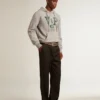 Ball Star para hombre en napa beige con estrella de malla burdeos y lengüeta en el talón