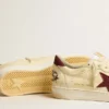 Ball Star para hombre en napa beige con estrella de malla burdeos y lengüeta en el talón