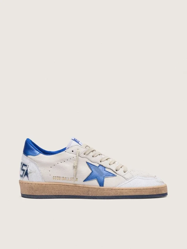 Ball Star para hombre en napa blanca con estrella y lengüeta del talón azules