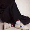Ball Star para hombre en napa blanca con estrella y lengüeta del talón azules