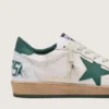 Ball Star para hombre en napa blanca con estrella y lengüeta en el talón de cuero verde