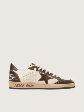 Ball Star para hombre en napa y malla con estrella de gamuza e inserciones de cuero marrón