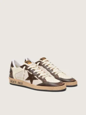 Ball Star para hombre en napa y malla con estrella de gamuza e inserciones de cuero marrón