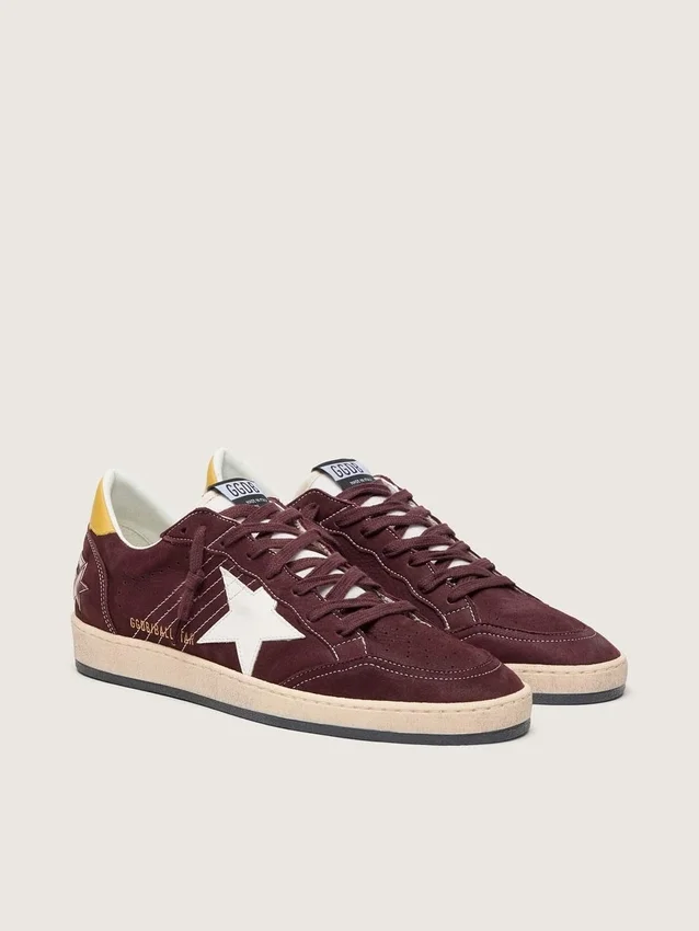 Ball Star para hombre en nobuk color chocolate con estrella de cuero y lengüeta en el talón