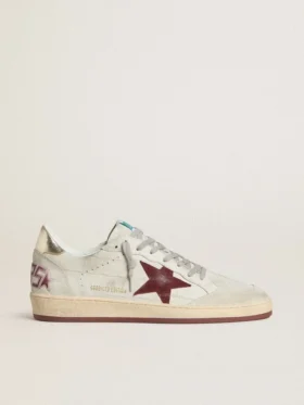 Ball Star para hombre en nubuck con estampado de cocodrilo y estrella de gamuza color burdeos