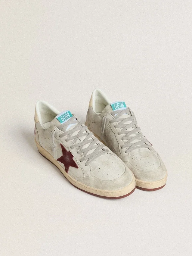 Ball Star para hombre en nubuck con estampado de cocodrilo y estrella de gamuza color burdeos