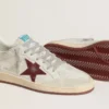 Ball Star para hombre en nubuck con estampado de cocodrilo y estrella de gamuza color burdeos
