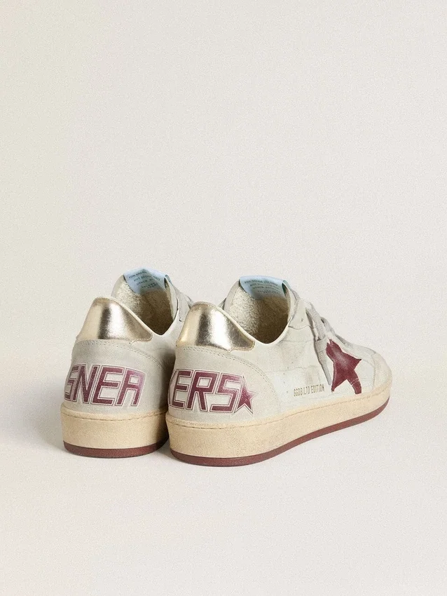 Ball Star para hombre en nubuck con estampado de cocodrilo y estrella de gamuza color burdeos